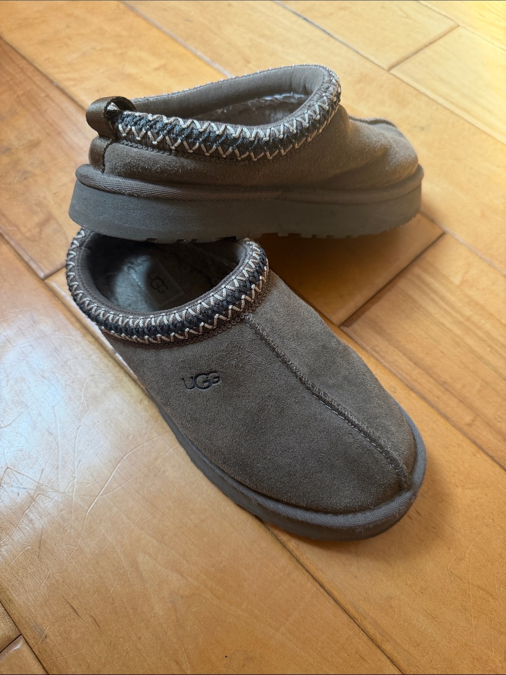UGG Charcoal Suede Slip-On Clog with Braided Trim